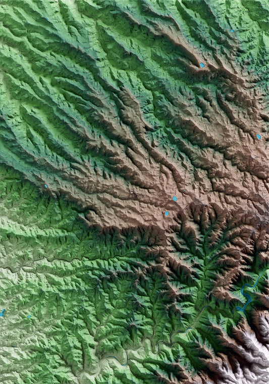 Mapa artístico del relieve de Bellaguarda, a las Garrigues, con 15 km de entorno y base topográfica ICGC