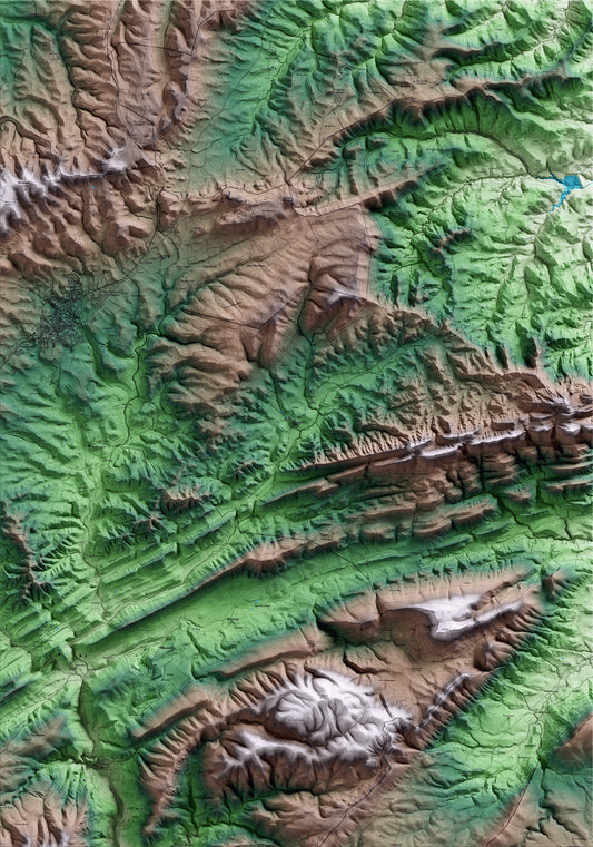 Mapa artístico del relieve de Bellprat, al Anoia, con 15 km de entorno y base topográfica ICGC