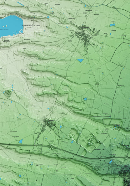 Mapa artístico del relieve de Bellpuig, al Urgell, con 15 km de entorno y base topográfica ICGC. Detalle de la zona superior izquierda.