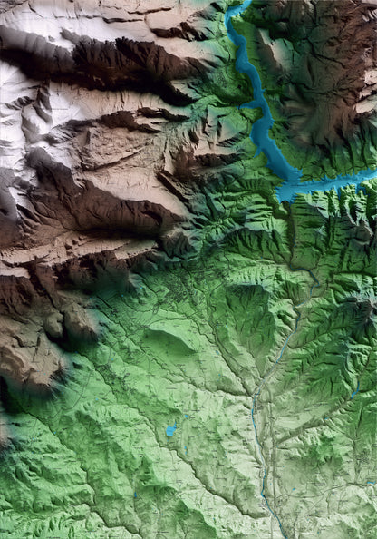 Mapa artístico del relieve de Berga, al Berguedà, con 15 km de entorno y base topográfica ICGC