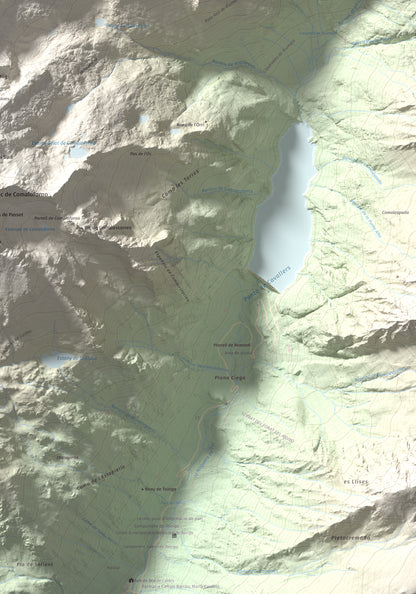 Mapa de relieve de Besiberri Nord, 3008 m, Alta Ribagorça · Val d'Aran, lámina 100 Cims de Trobart. Detalle de la zona inferior derecha. 70 × 100 cm.