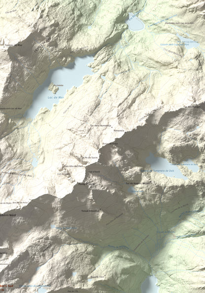 Mapa de relieve de Besiberri Sud, 3023 m, Alta Ribagorça, lámina 100 Cims de Trobart. Detalle de la zona superior derecha. 70 × 100 cm.