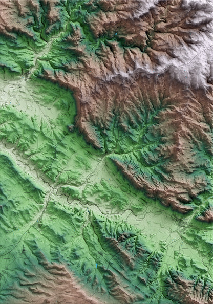 Mapa artístico del relieve de Biosca, al Solsonès, con 15 km de entorno y base topográfica ICGC