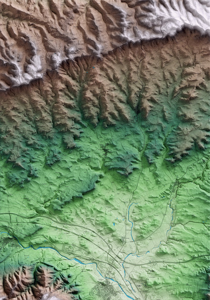 Mapa artístico del relieve de Blancafort, a la Conca de Barberà, con 15 km de entorno y base topográfica ICGC