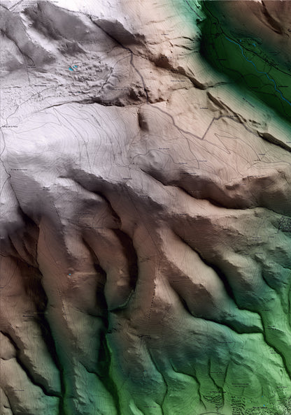 Mapa artístico del relieve de Bolvir, a la Cerdanya, con 15 km de entorno y base topográfica ICGC. Detalle de la zona superior izquierda.