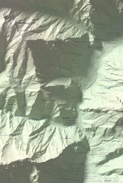 Mapa de relieve de Bony de la Pica o Pica d'Os, 2405 m, Alt Urgell · Andorra, lámina 100 Cims de Trobart. Detalle de la zona inferior derecha. 61 × 91 cm.