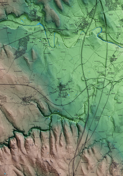 Mapa artístico del relieve de Borrassà, al Alt Empordà, con 15 km de entorno y base topográfica ICGC. Detalle de la zona central.