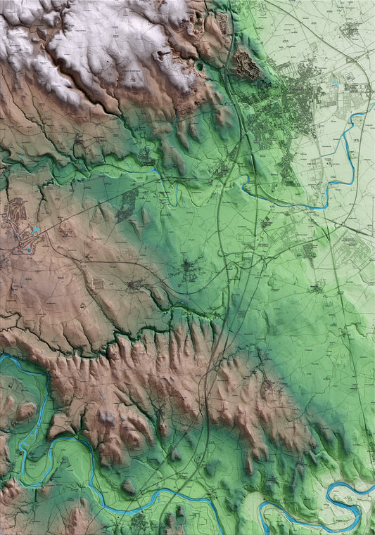 Mapa artístico del relieve de Borrassà, al Alt Empordà, con 15 km de entorno y base topográfica ICGC