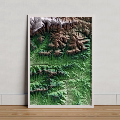 Mapa artístico del relieve de Borredà, al Berguedà, con 15 km de entorno y base topográfica ICGC. Presentación enmarcada.