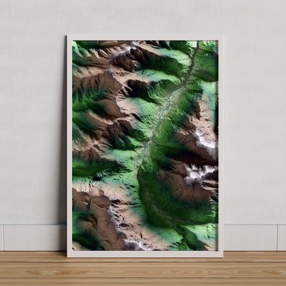 Mapa artístico del relieve de Bossòst, al Aran, con 15 km de entorno y base topográfica ICGC. Presentación enmarcada.