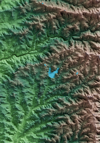 Mapa artístico del relieve de Bovera, a las Garrigues, con 15 km de entorno y base topográfica ICGC. Detalle de la zona inferior derecha.