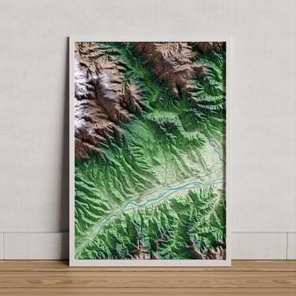 Mapa artístico del relieve de Breda, a la Selva, con 15 km de entorno y base topográfica ICGC. Presentación enmarcada.