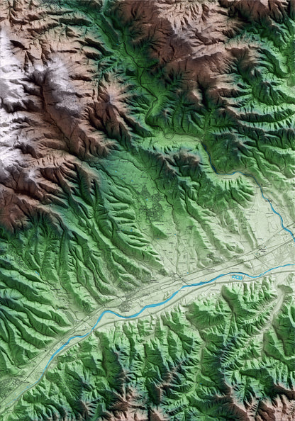 Mapa artístico del relieve de Breda, a la Selva, con 15 km de entorno y base topográfica ICGC