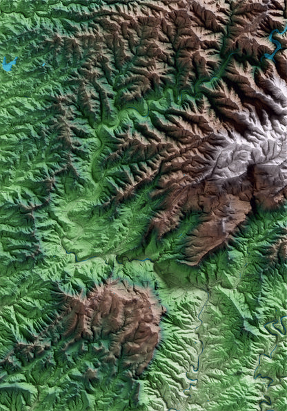 Mapa artístico del relieve de Cabacés, al Priorat, con 15 km de entorno y base topográfica ICGC