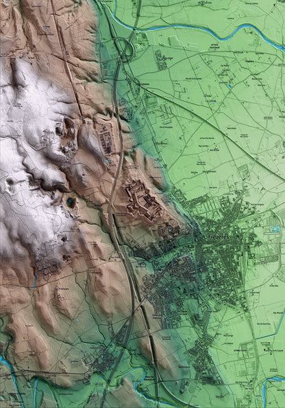 Mapa artístico del relieve de Cabanes, al Alt Empordà, con 15 km de entorno y base topográfica ICGC. Detalle de la zona inferior izquierda.