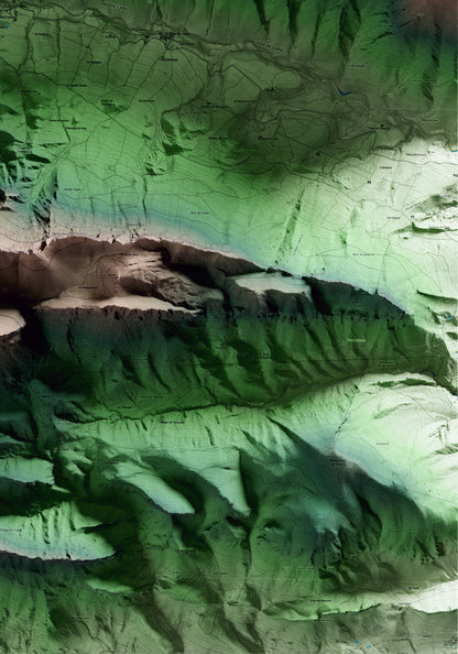 Mapa artístico del relieve de Cabó, al Alt Urgell, con 15 km de entorno y base topográfica ICGC. Detalle de la zona inferior derecha.