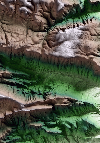 Mapa artístico del relieve de Cabó, al Alt Urgell, con 15 km de entorno y base topográfica ICGC