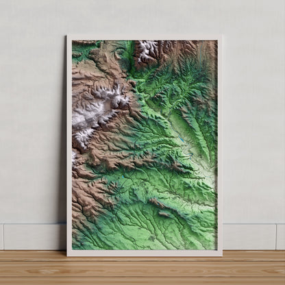 Mapa artístico del relieve de Cabrera d'Anoia, al Anoia, con 15 km de entorno y base topográfica ICGC. Presentación enmarcada.