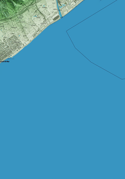 Mapa artístico del relieve de Cabrera de Mar, al Maresme, con 15 km de entorno y base topográfica ICGC. Detalle de la zona inferior derecha.