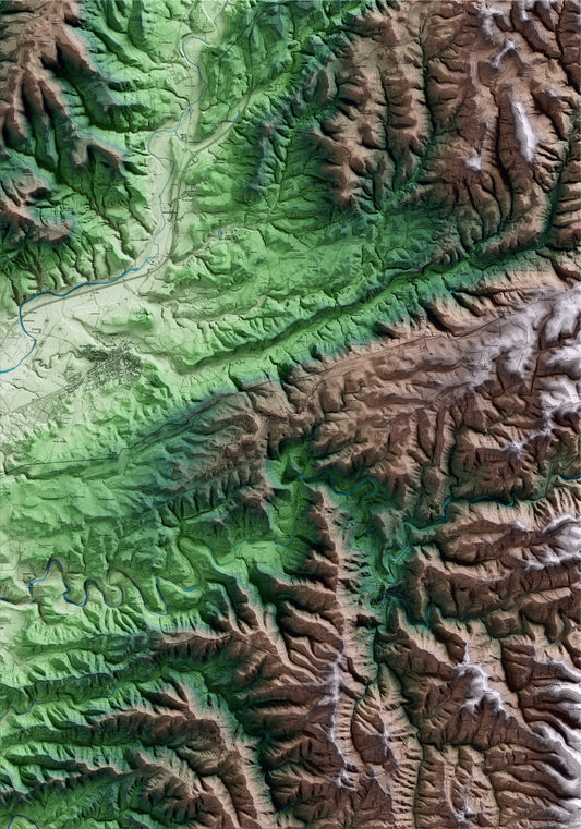 Mapa artístico del relieve de Calders, al Moianès, con 15 km de entorno y base topográfica ICGC