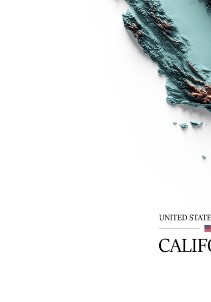 CALIFORNIA. Mapa de relieve con contraste.