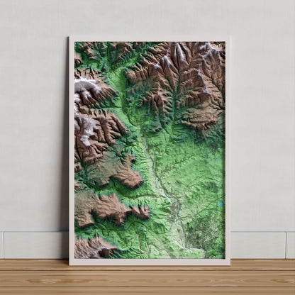 Mapa artístico del relieve de Callús, al Bages, con 15 km de entorno y base topográfica ICGC. Presentación enmarcada.