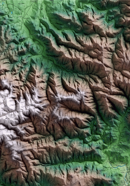 Mapa artístico del relieve de Calonge i Sant Antoni, al Baix Empordà, con 15 km de entorno y base topográfica ICGC. Detalle de la zona superior izquierda.
