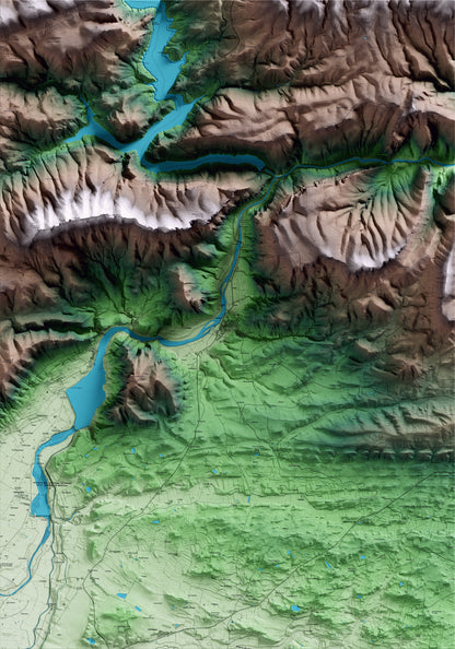 Mapa artístico del relieve de Camarasa, a la Noguera, con 15 km de entorno y base topográfica ICGC