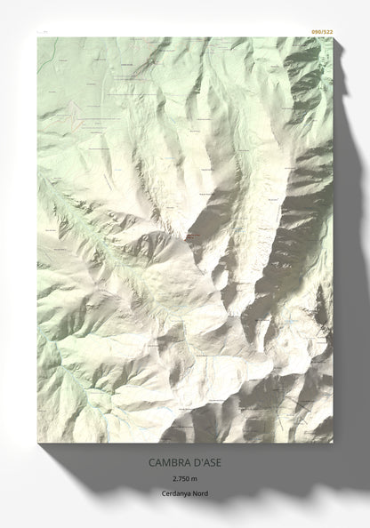 Mapa de relieve de Cambra d'Ase, 2750 m, Cerdanya Nord, lámina 100 Cims de Trobart 70 × 100 cm.