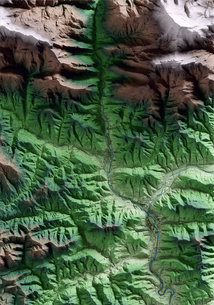 Mapa artístico del relieve de Campdevànol, al Ripollès, con 15 km de entorno y base topográfica ICGC