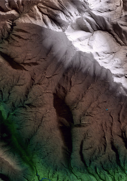 Mapa artístico del relieve de Campins, al Vallès Oriental, con 15 km de entorno y base topográfica ICGC. Detalle de la zona superior izquierda.