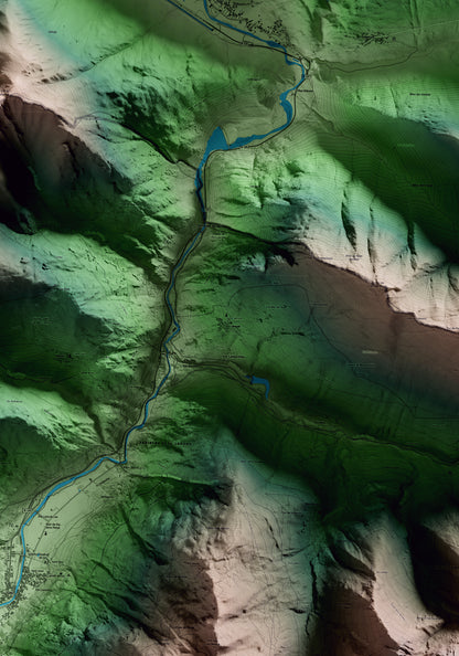 Mapa artístico del relieve de Canejan, al Aran, con 15 km de entorno y base topográfica ICGC. Detalle de la zona central.