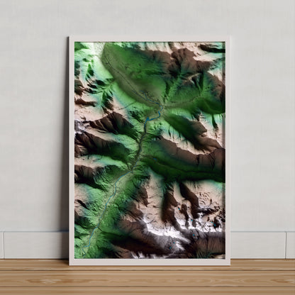 Mapa artístico del relieve de Canejan, al Aran, con 15 km de entorno y base topográfica ICGC. Presentación enmarcada.