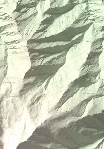 Mapa de relieve de Canigó, 2784 m, Conflent, lámina 100 Cims de Trobart. Detalle de la zona superior derecha. 70 × 100 cm.