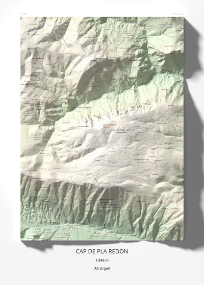 Mapa de relieve de Cap de Pla Redon, 1846 m, Alt Urgell, lámina 100 Cims de Trobart 50 × 70 cm.