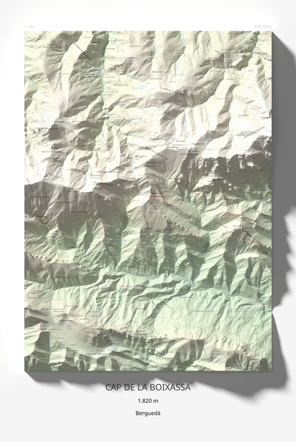 Mapa de relieve de Cap de la Boixassa, 1820 m, Berguedà, lámina 100 Cims de Trobart 61 × 91 cm.
