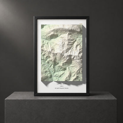 Mapa de relieve de Cap del Verd, 2284 m, Alt Urgell · Berguedà · Solsonès, lámina 100 Cims de Trobart. Presentación enmarcada. 61 × 91 cm.