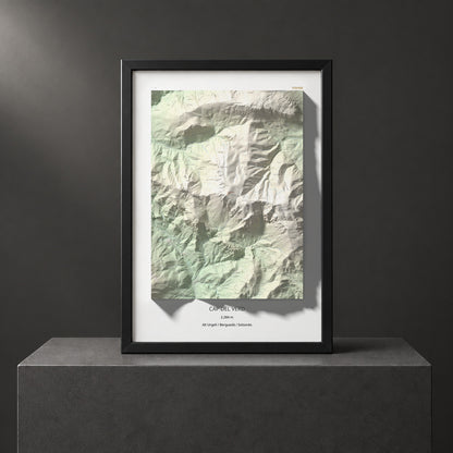 Mapa de relieve de Cap del Verd, 2284 m, Alt Urgell · Berguedà · Solsonès, lámina 100 Cims de Trobart. Presentación enmarcada. 70 × 100 cm.