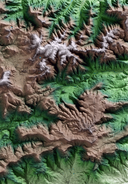 Mapa artístico del relieve de Capafonts, al Baix Camp, con 15 km de entorno y base topográfica ICGC