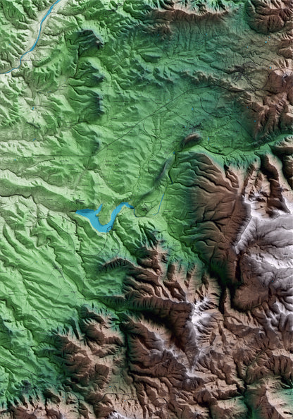 Mapa artístico del relieve de Capçanes, al Priorat, con 15 km de entorno y base topográfica ICGC