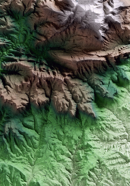 Mapa artístico del relieve de Capolat, al Berguedà, con 15 km de entorno y base topográfica ICGC