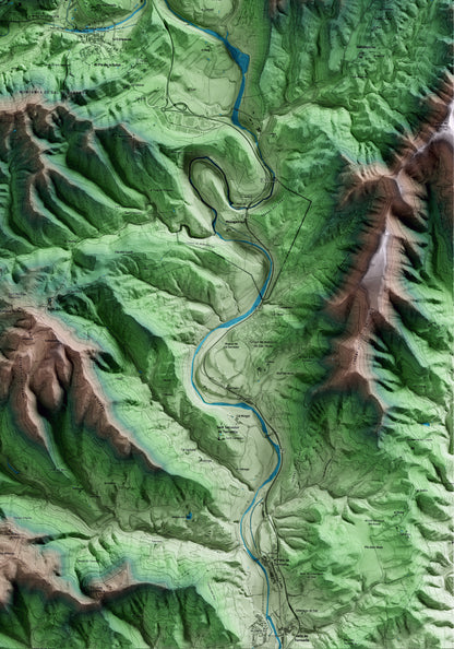 Mapa artístic del relleu de Cardona, al Bages, amb 15 km d’entorn i base topogràfica ICGC. Detall de la zona inferior dreta.