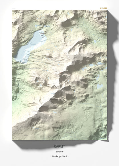Mapa de relieve de Carlit, 2921 m, Cerdanya Nord, lámina 100 Cims de Trobart 50 × 70 cm.