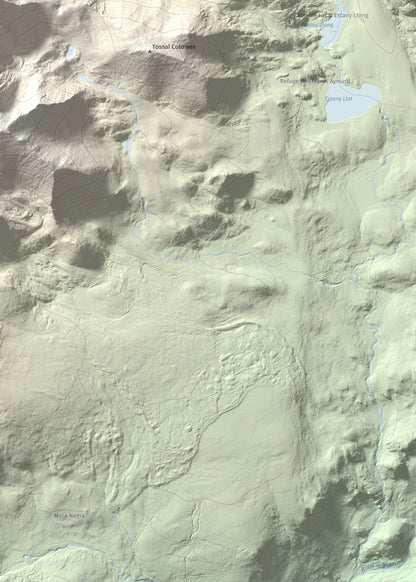 Mapa de relieve de Carlit, 2921 m, Cerdanya Nord, lámina 100 Cims de Trobart. Detalle de la zona inferior derecha. 50 × 70 cm.