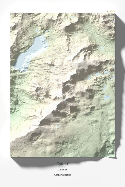 Mapa de relieve de Carlit, 2921 m, Cerdanya Nord, lámina 100 Cims de Trobart 61 × 91 cm.