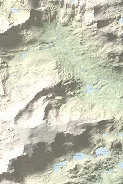 Mapa de relieve de Carlit, 2921 m, Cerdanya Nord, lámina 100 Cims de Trobart. Detalle de la zona superior derecha. 61 × 91 cm.