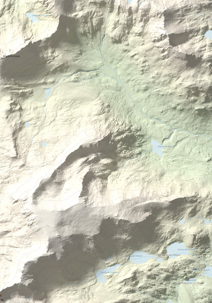 Mapa de relieve de Carlit, 2921 m, Cerdanya Nord, lámina 100 Cims de Trobart. Detalle de la zona superior derecha. 70 × 100 cm.