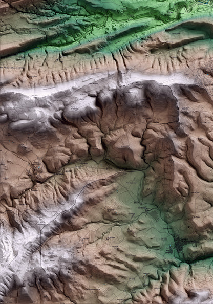 Mapa artístico del relieve de Carme, al Anoia, con 15 km de entorno y base topográfica ICGC. Detalle de la zona inferior izquierda.