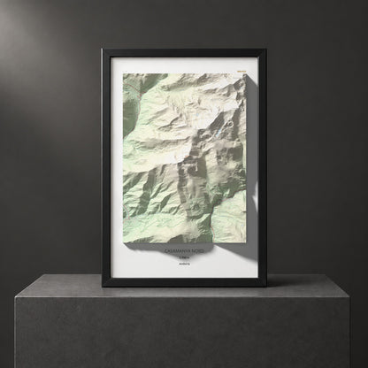 Mapa de relieve de Casamanya Nord, 2750 m, Andorra, lámina 100 Cims de Trobart. Presentación enmarcada. 61 × 91 cm.