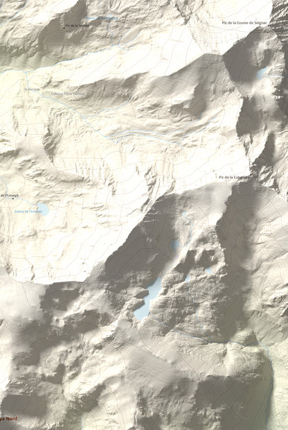 Mapa de relieve de Casamanya Nord, 2750 m, Andorra, lámina 100 Cims de Trobart. Detalle de la zona superior derecha. 61 × 91 cm.